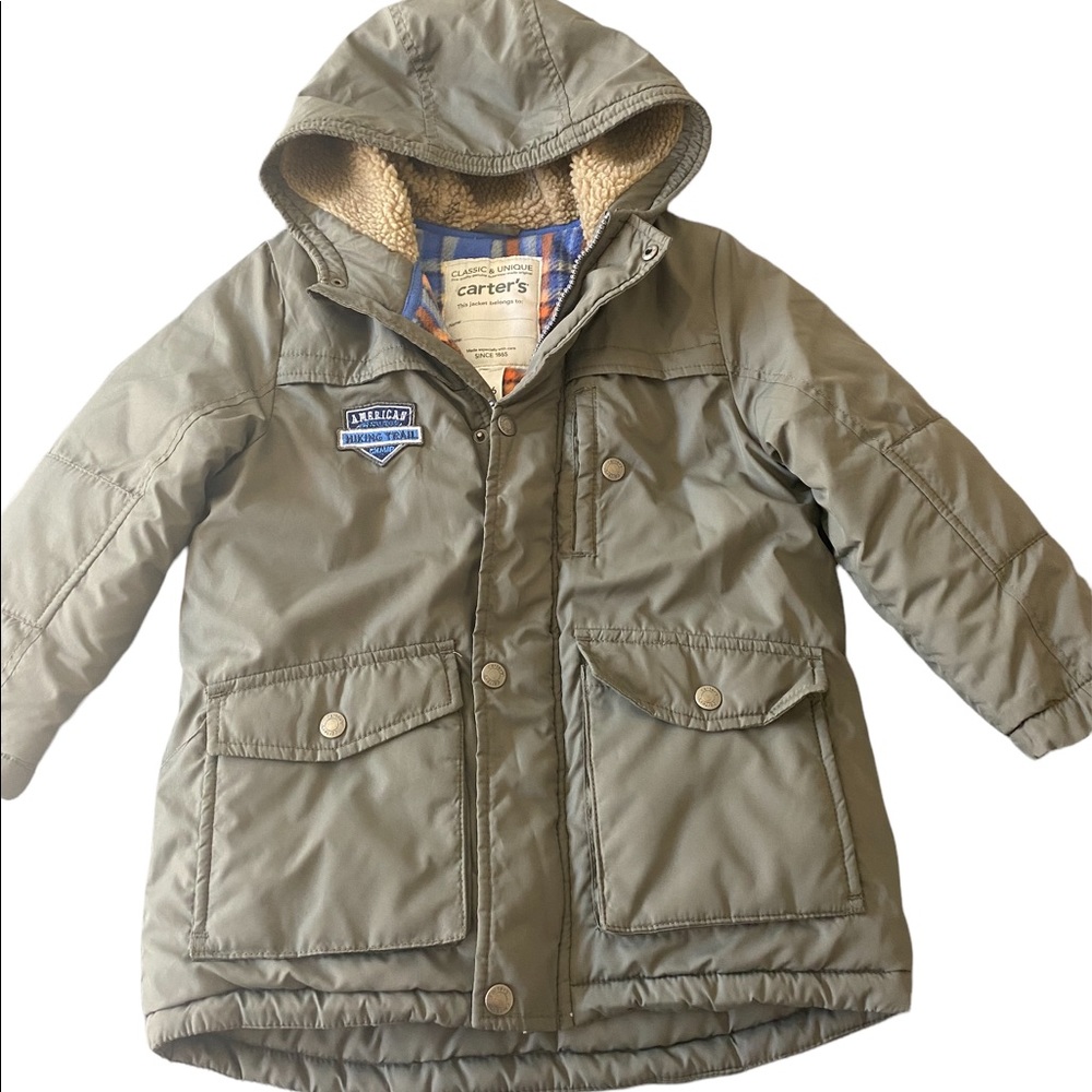 Carter's Classic & Unique Insulated Hooded Jacket Green Hiking Trail M 5-6